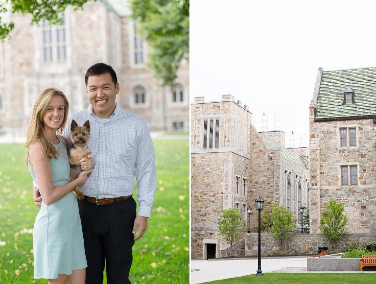 boston college campus engagement photos