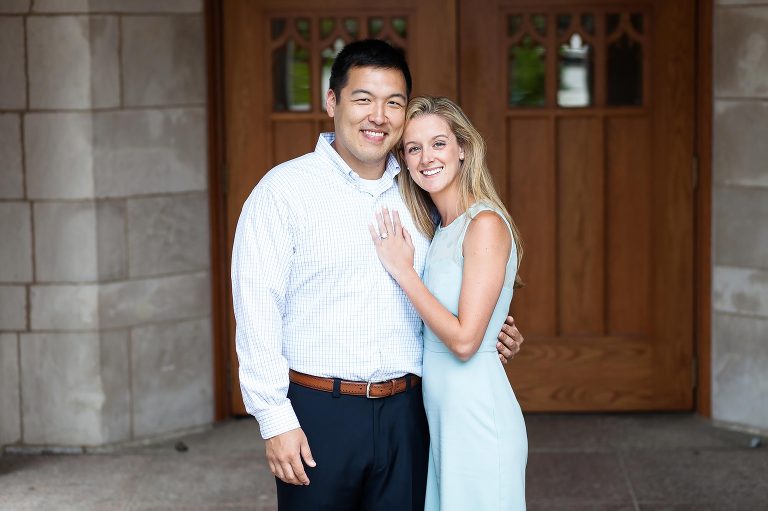 boston college campus engagement photos