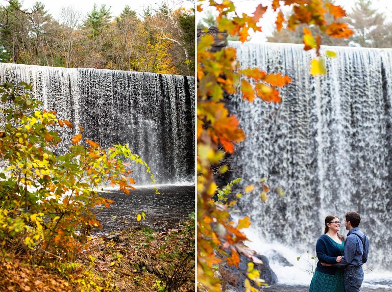 fall engagement photo at puffers pond