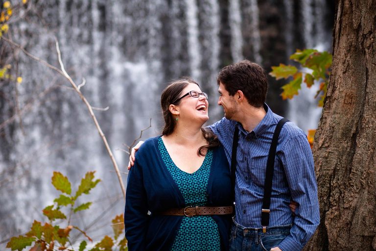 fall engagement photo at puffers pond